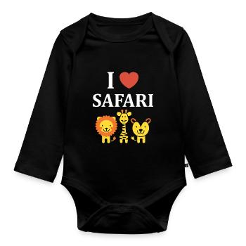 i love safari - Body Bébé bio manches longues - noir - Devant