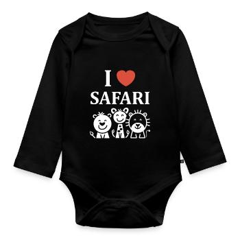 i love safari - Body Bébé bio manches longues - noir - Devant