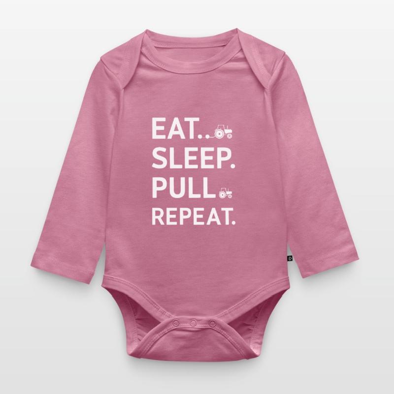Tractor Pulling Tractor Pulling Tractor Power Farm Organic Longsleeve Baby Bodysuit