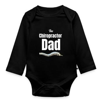 Le papa chiropraticien, massage physique, - Body Bébé bio manches longues - noir - Devant