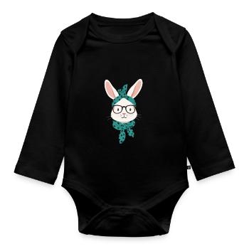 Mommy Bunny Cute Bunny Mom Cute Easter Bunny - Organic Longsleeve Baby Bodysuit - black - Front