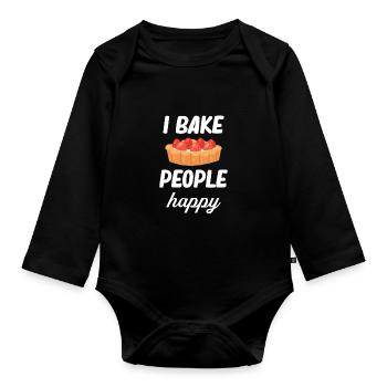 I bake people happy baking enthusiasts - Organic Longsleeve Baby Bodysuit - black - Front