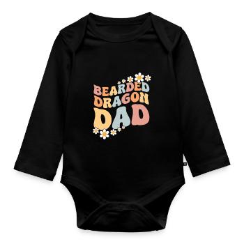 Bärde Drachenliebhaber Pogona Reptile Eidechse - Baby Bio-Langarm-Body - Schwarz - Vorne