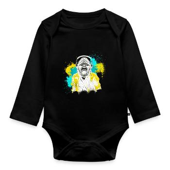 DJ Monkey Music Party Fun Sunglasses Dance Party M - Organic Longsleeve Baby Bodysuit - black - Front