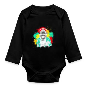DJ Monkey Music Party Fun Sunglasses Dance Party M - Organic Longsleeve Baby Bodysuit - black - Front