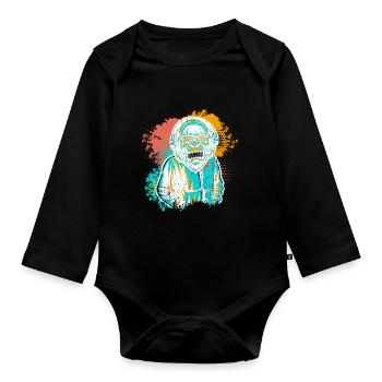 DJ Monkey Music Party Fun Sunglasses Monkey Headph - Baby Bio-Langarm-Body - Schwarz - Vorne