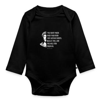 Stoicism Stoic Philosophy Quotes Mark Aurelius - Organic Longsleeve Baby Bodysuit - black - Front