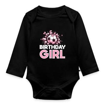 Anniversaire Fille Football Bday Thème Fête - Body Bébé bio manches longues - noir - Devant