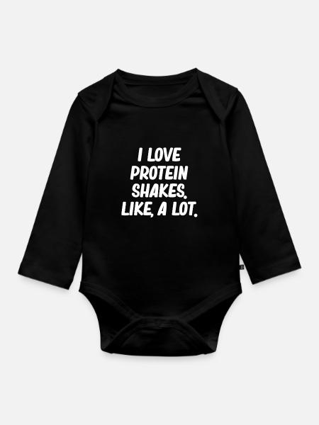 J'adore les shakes protéinés. Genre, beaucoup d'exercice - Body Bébé bio manches longues - noir
