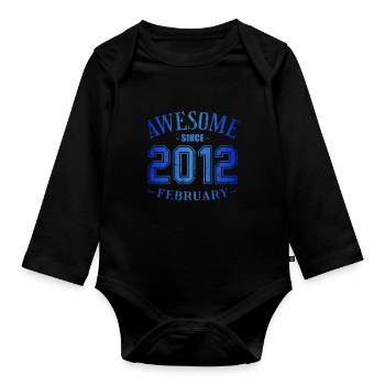 February 2012 - Geburtstag im Februar Awesome - Baby Bio-Langarm-Body - Schwarz - Vorne