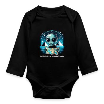 Mysterious disappearances in the Bermuda Triangle - Organic Longsleeve Baby Bodysuit - black - Front
