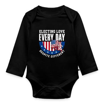 Electing Love Every Day Unity Patriotic American - Organic Longsleeve Baby Bodysuit - black - Front