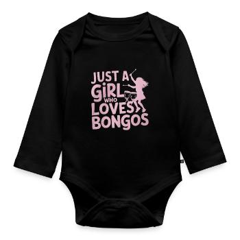 Bongo Musik Geschenk - Baby Bio-Langarm-Body - Schwarz - Vorne