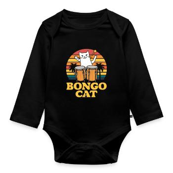 Cadeau Bongo Music - Body Bébé bio manches longues - noir - Devant