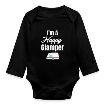 I'm A Happy Glamper Funny Hiker Adventure S'mores - Organic Longsleeve Baby Bodysuit - black - Front