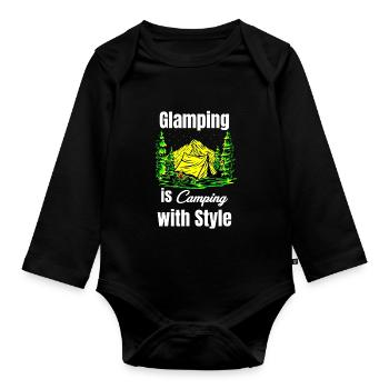 Le Glamping, c'est camper avec le style Glamper Hiker - Body Bébé bio manches longues - noir - Devant