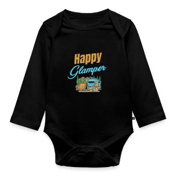 Happy Glamper Funny Hiker Adventure S'mores - Organic Longsleeve Baby Bodysuit - black - Front