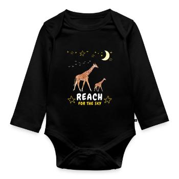 Greifen Sie nach dem Himmel - Giraffenfamilie - Baby Bio-Langarm-Body - Schwarz - Vorne