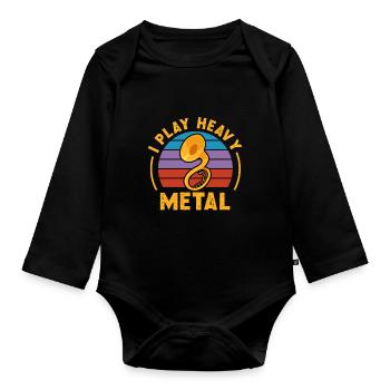 I Play Heavy Metal Brass Musician Sousaphone - Organic Longsleeve Baby Bodysuit - black - Front