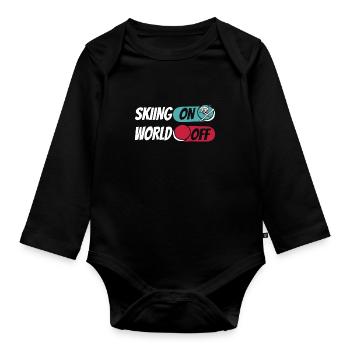 Skiing Après Ski Skiing On World Off - Organic Longsleeve Baby Bodysuit - black - Front