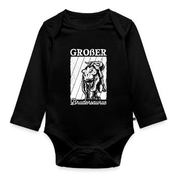 Cadeau Big Brother Brudersaurus T Rex Dino Fam - Body Bébé bio manches longues - noir - Devant