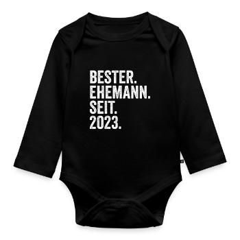 Valentinstag Bester Ehemann Seit 2023 - Baby Bio-Langarm-Body - Schwarz - Vorne