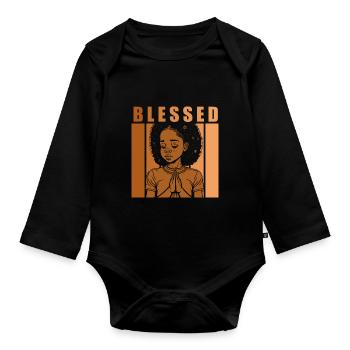 African American Christ Jesus Black Women - Organic Longsleeve Baby Bodysuit - black - Front