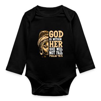 African American Christ Jesus Black Women - Organic Longsleeve Baby Bodysuit - black - Front
