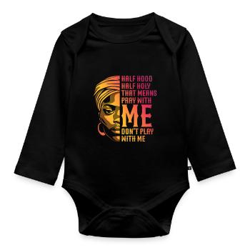 African American Christ Jesus Black Women - Organic Longsleeve Baby Bodysuit - black - Front