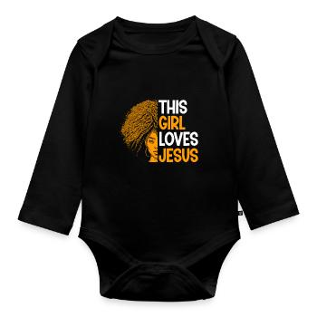 African American Christ Jesus Black Women - Organic Longsleeve Baby Bodysuit - black - Front