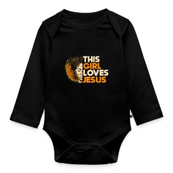 African American Christ Jesus Black Women - Organic Longsleeve Baby Bodysuit - black - Front