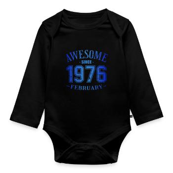 February 1976 - Geburtstag im Februar Awesome - Baby Bio-Langarm-Body - Schwarz - Vorne