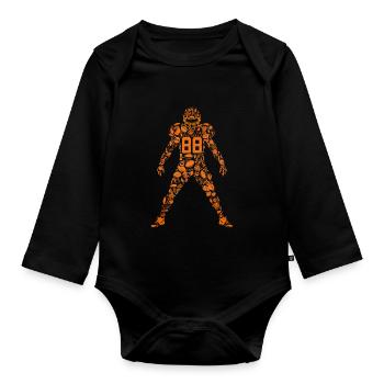American Football Tshirt Herren Kinder Football - Baby Bio-Langarm-Body - Schwarz - Vorne