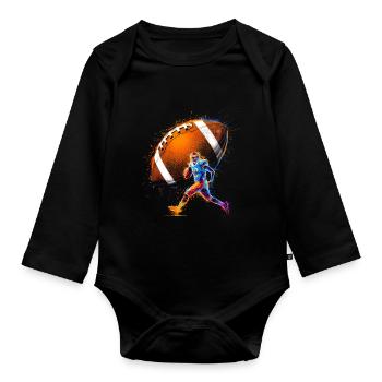 American Football Tshirt Herren Kinder Football - Baby Bio-Langarm-Body - Schwarz - Vorne