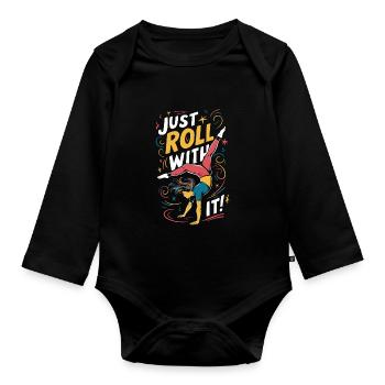 Cartwheeling Gymnastics Gymnast Costume Cartwheel - Organic Longsleeve Baby Bodysuit - black - Front