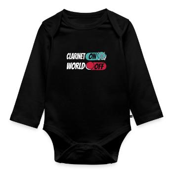 Klarinette Klarinettist Clarinet On World Off - Organic Longsleeve Baby Bodysuit - black - Front