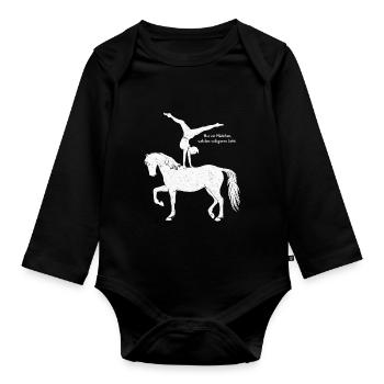 Loves Horse Vaulting Gift - Organic Longsleeve Baby Bodysuit - black - Front