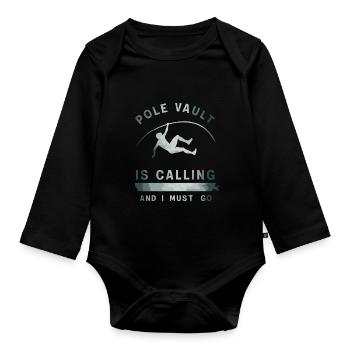 Stabhochspringer-Geschenk - Baby Bio-Langarm-Body - Schwarz - Vorne