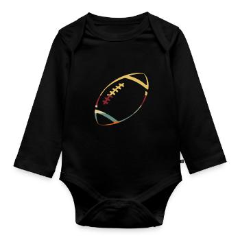 American Football Geschenk Kinder Footballspieler - Baby Bio-Langarm-Body - Schwarz - Vorne