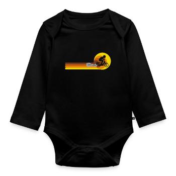 Mofa Mofaroller Moped Mofafahrer Vintage 70er - Baby Bio-Langarm-Body - Schwarz - Vorne