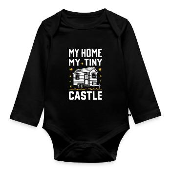 Rolling Tiny House Minimalistischer Lebensstil - Baby Bio-Langarm-Body - Schwarz - Vorne