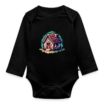 Rolling Tiny House Minimalistischer Lebensstil - Baby Bio-Langarm-Body - Schwarz - Vorne