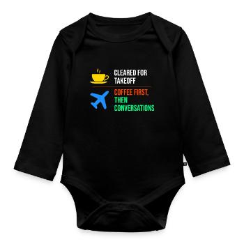 Contrôleur de la circulation aérienne Café ATC Aviation Humour - Body Bébé bio manches longues - noir - Devant