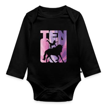 Loves Horse Vaulting Gift - Organic Longsleeve Baby Bodysuit - black - Front