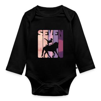 Loves Horse Vaulting Gift - Organic Longsleeve Baby Bodysuit - black - Front