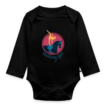Loves Horse Vaulting Gift - Organic Longsleeve Baby Bodysuit - black - Front