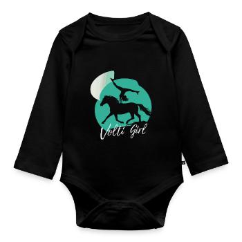 Loves Horse Vaulting Gift - Organic Longsleeve Baby Bodysuit - black - Front