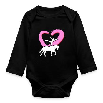 Loves Horse Vaulting Gift - Organic Longsleeve Baby Bodysuit - black - Front