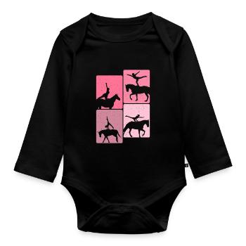 Loves Horse Vaulting Gift - Organic Longsleeve Baby Bodysuit - black - Front