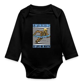 Flotteur de natation Skeleton - Body Bébé bio manches longues - noir - Devant